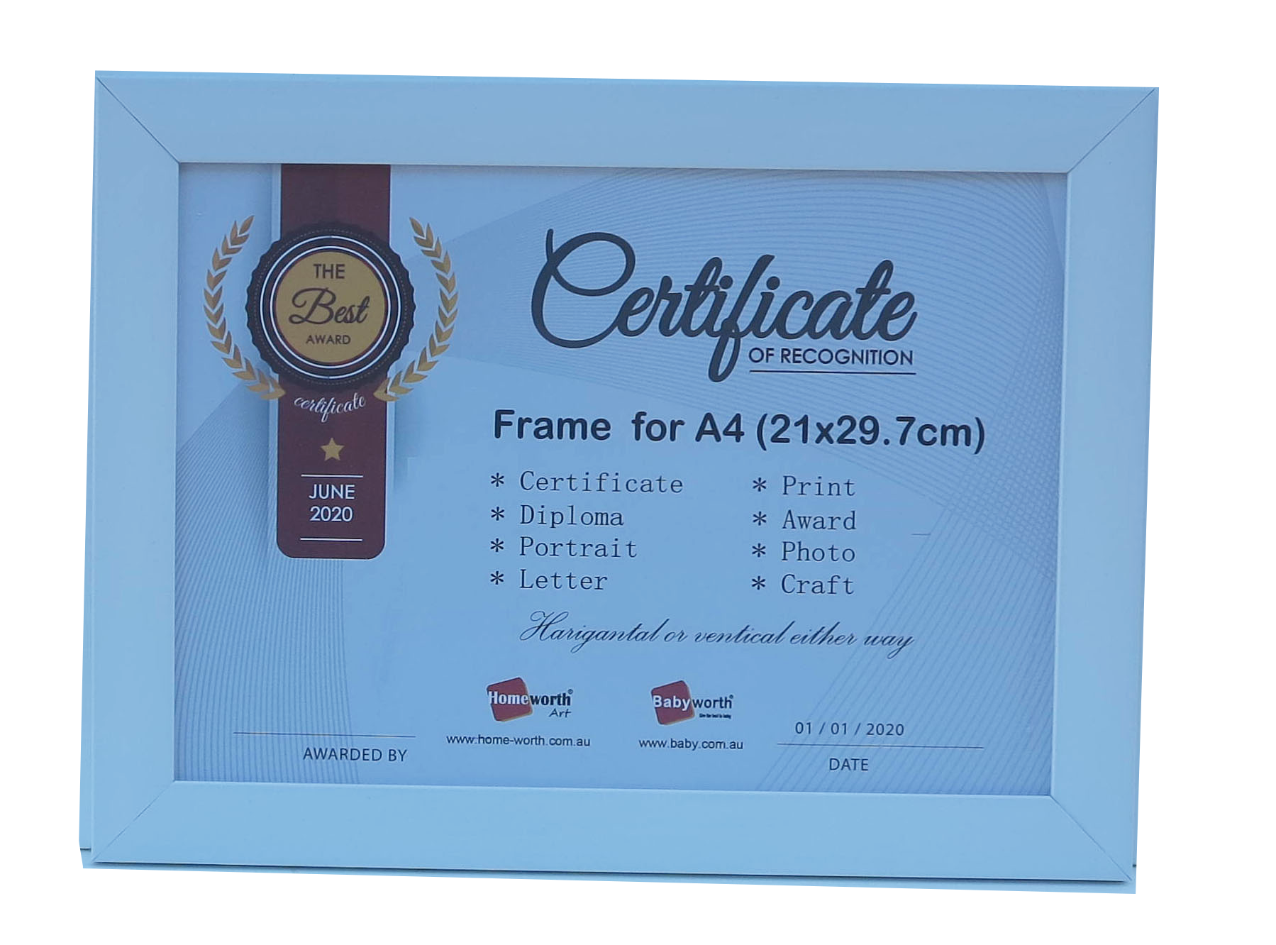 Homeworth   Photo Frames Certificate Frames Series White / Black / Timber - Babyworth